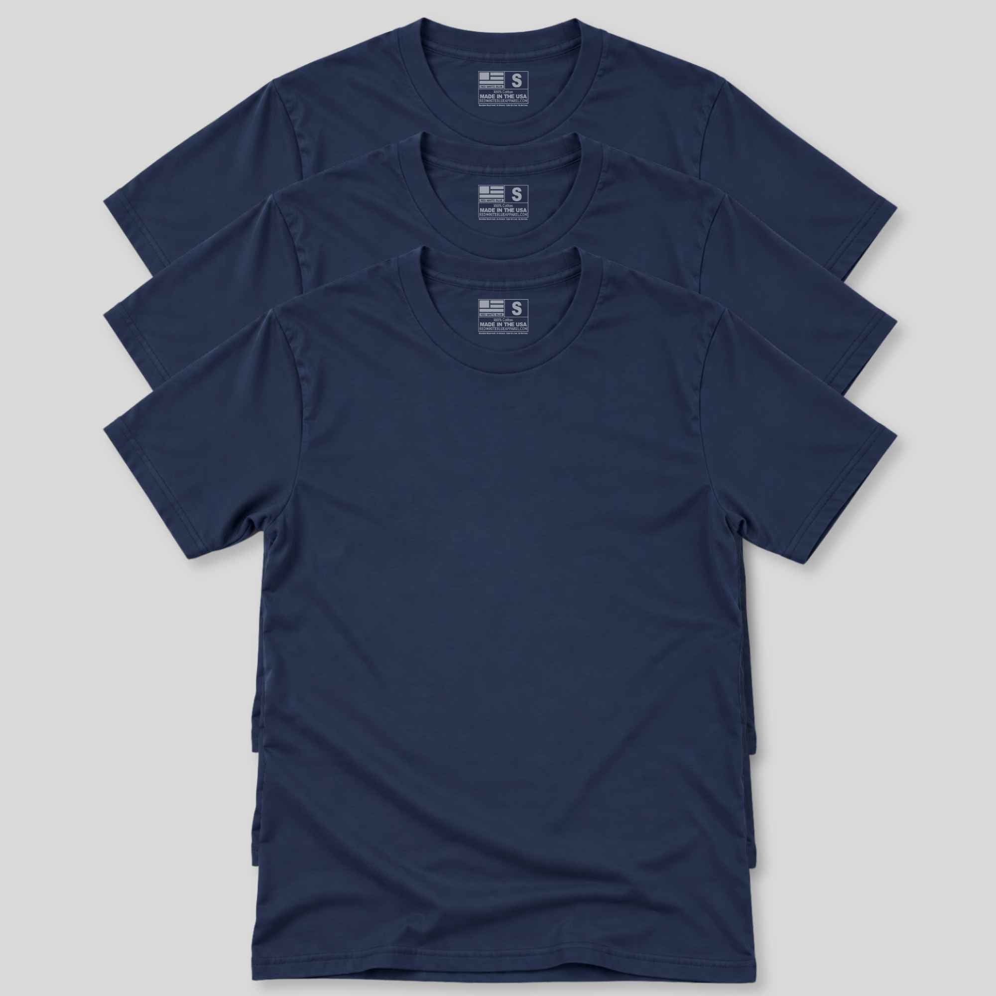 Made USA 100 Cotton Navy 3 Pack T Shirts