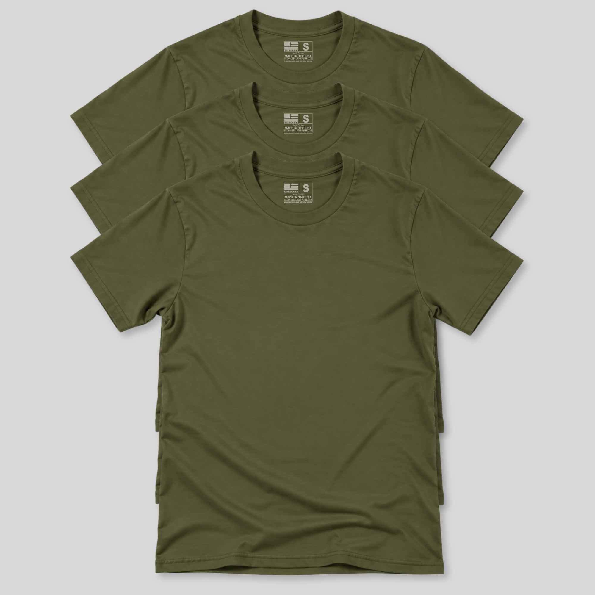 100 cotton made usa 3 pack olive army shirts