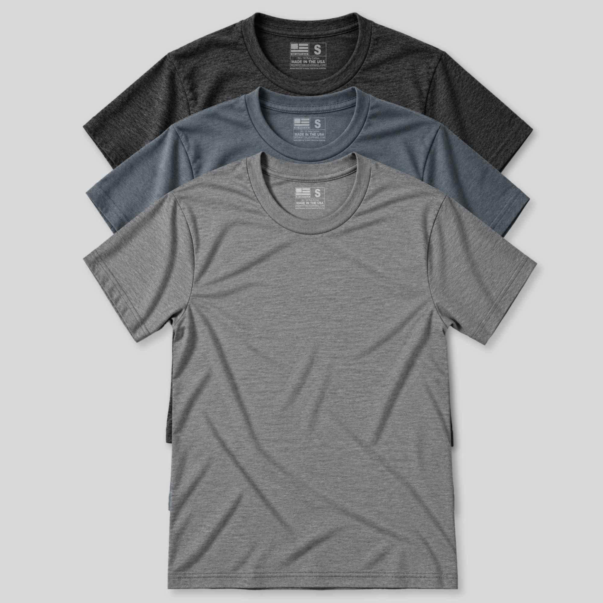 made in usa basic tees everyday shads of gray 3 pack