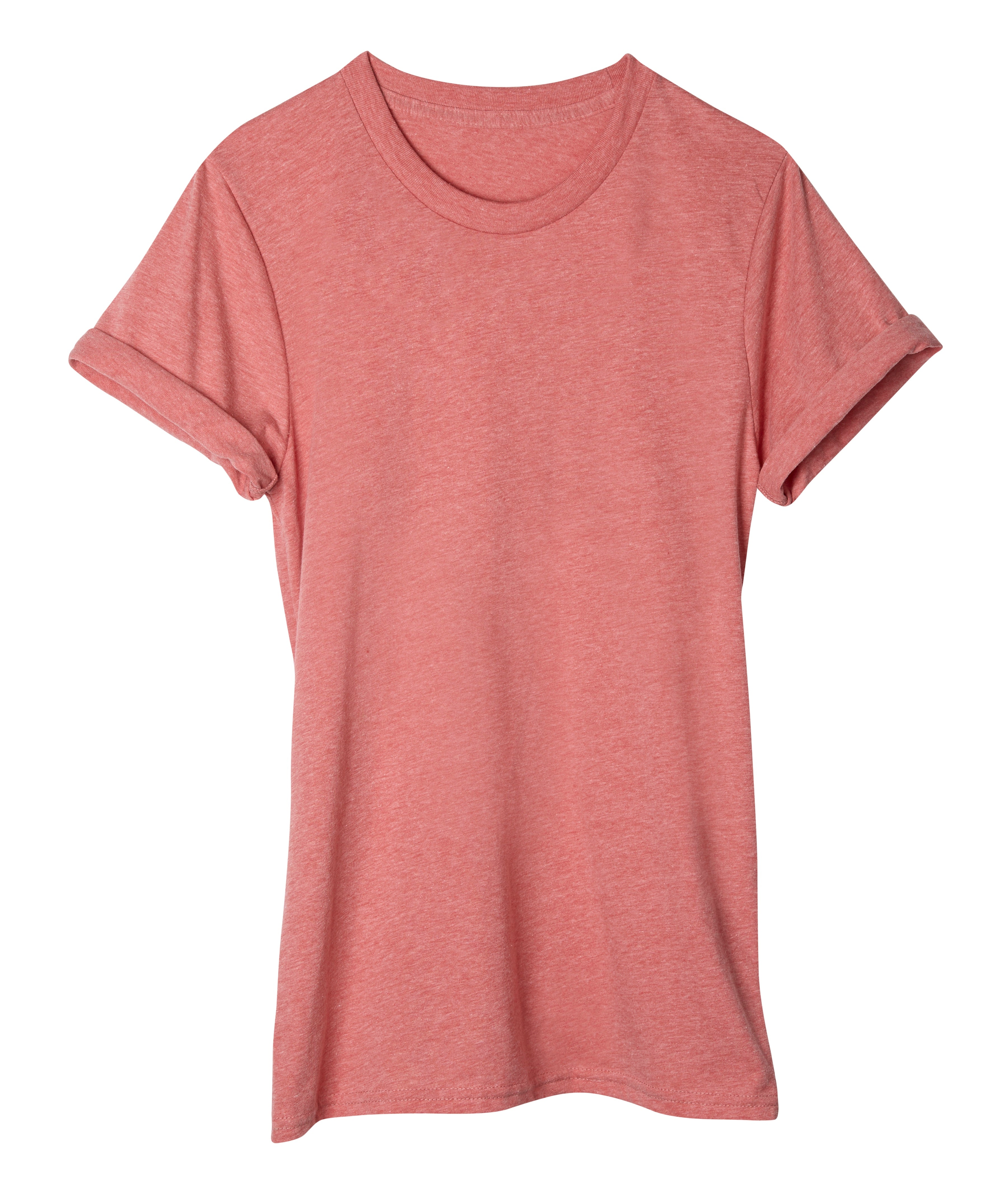Women's Poly Cotton Basic Relaxed Fit Tees - Heather Red