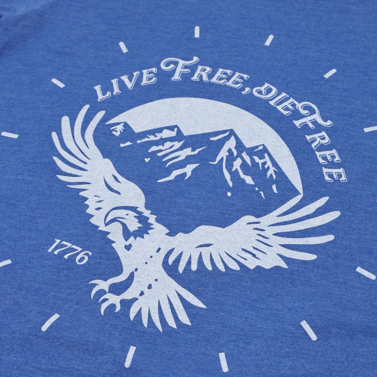 Womens poly cotton live free die free 1776 sea blue eagle t-shirt