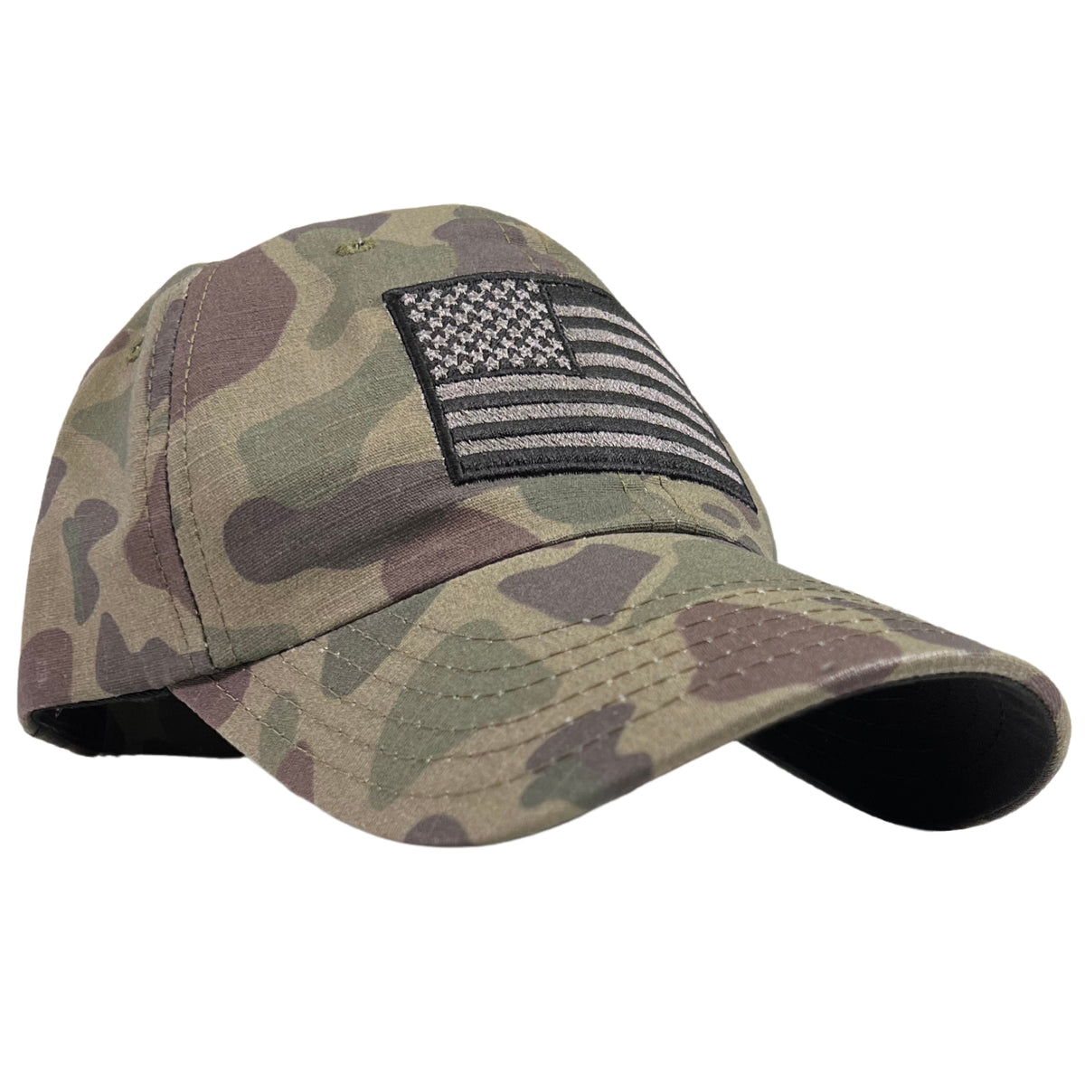USA Trucker Vintage Camo Hat BESTSELLER USA BIG FLAG 6-Panel Curved Camo Hat Brown – Tailgate Hats main image 3