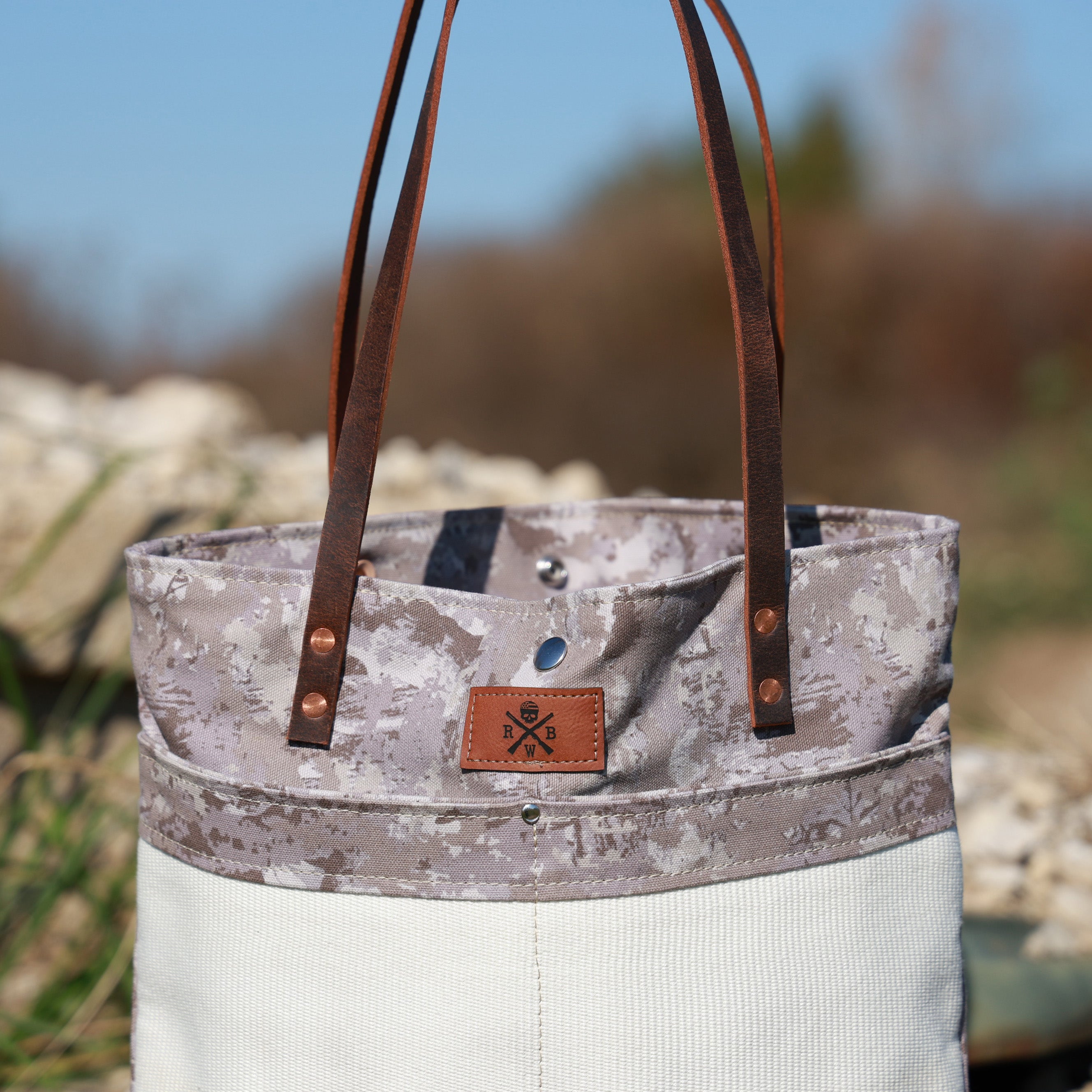 Large White Camo Patriotic Handbag - Made in USA Burn Bags