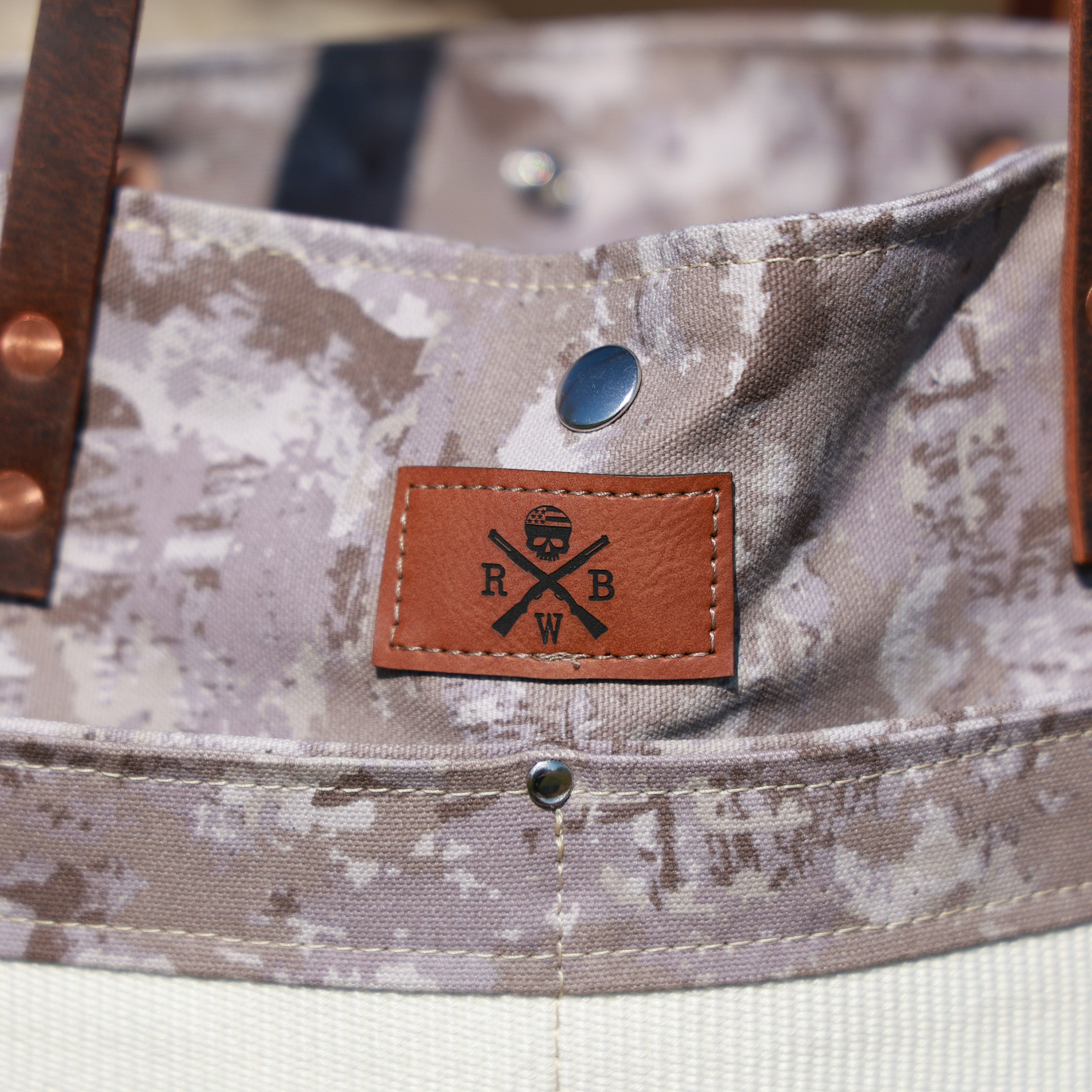 Large White Camo Patriotic Handbag - Made in USA Burn Bags