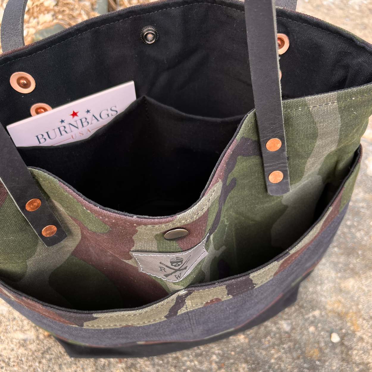 Large Camo Patriotic Handbag - Made in USA Burn Bags