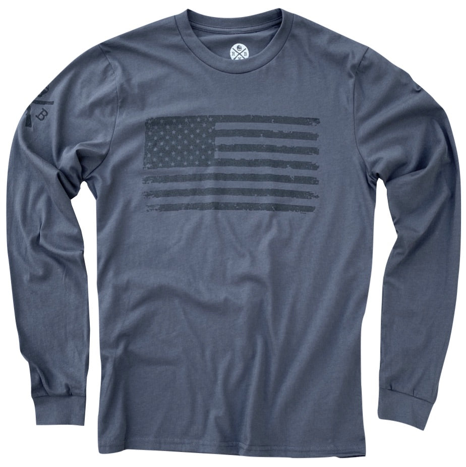 Men's Vintage American Flag Long Sleeve Patriotic T Shirt