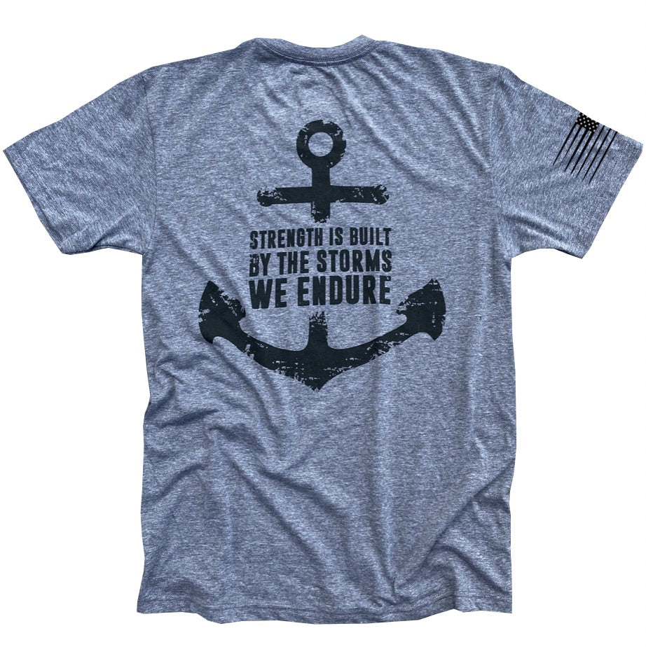 Men's Patriotic Strength Through Storm T-Shirt / Made in USA back