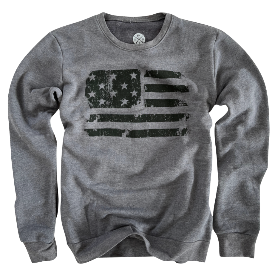 Women's Stars & Stripes American Flag Crewneck Sweatshirt (Heather Gray)