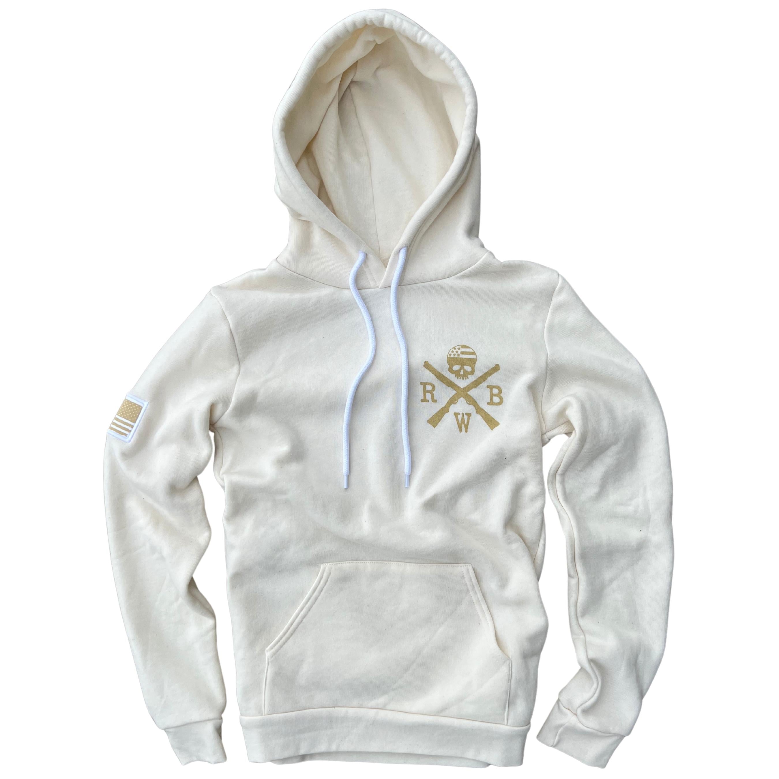 Women's American Flag Patch Pullover Hoodie (Natural)