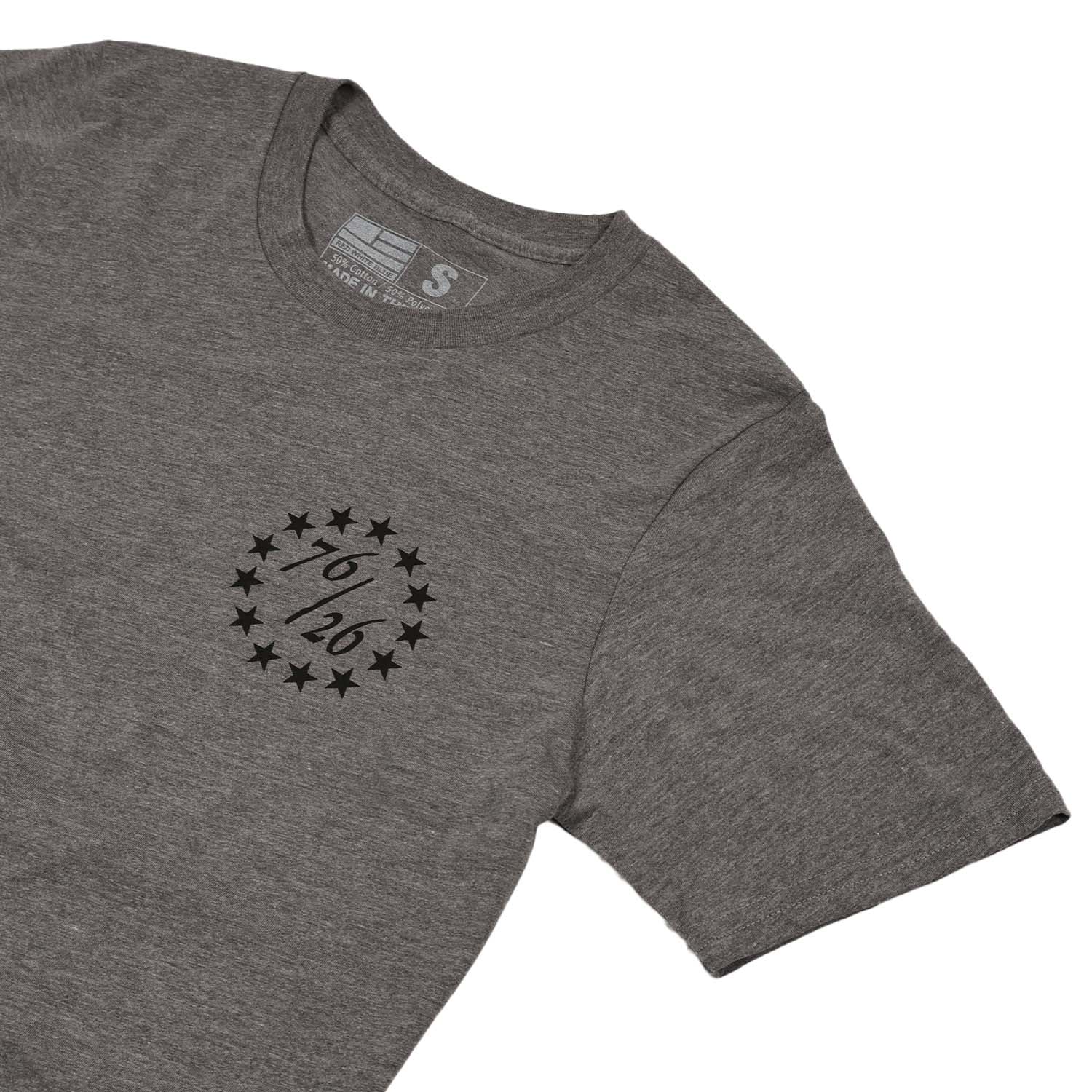 front view patriotic men's t shirt american anniversary gray