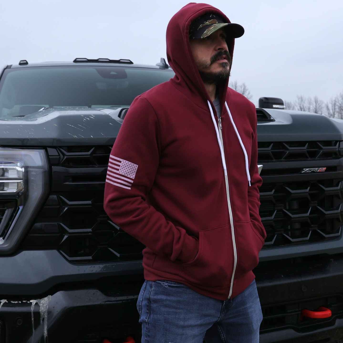 Brick American Made Zip Up Hooded Sweatshirt