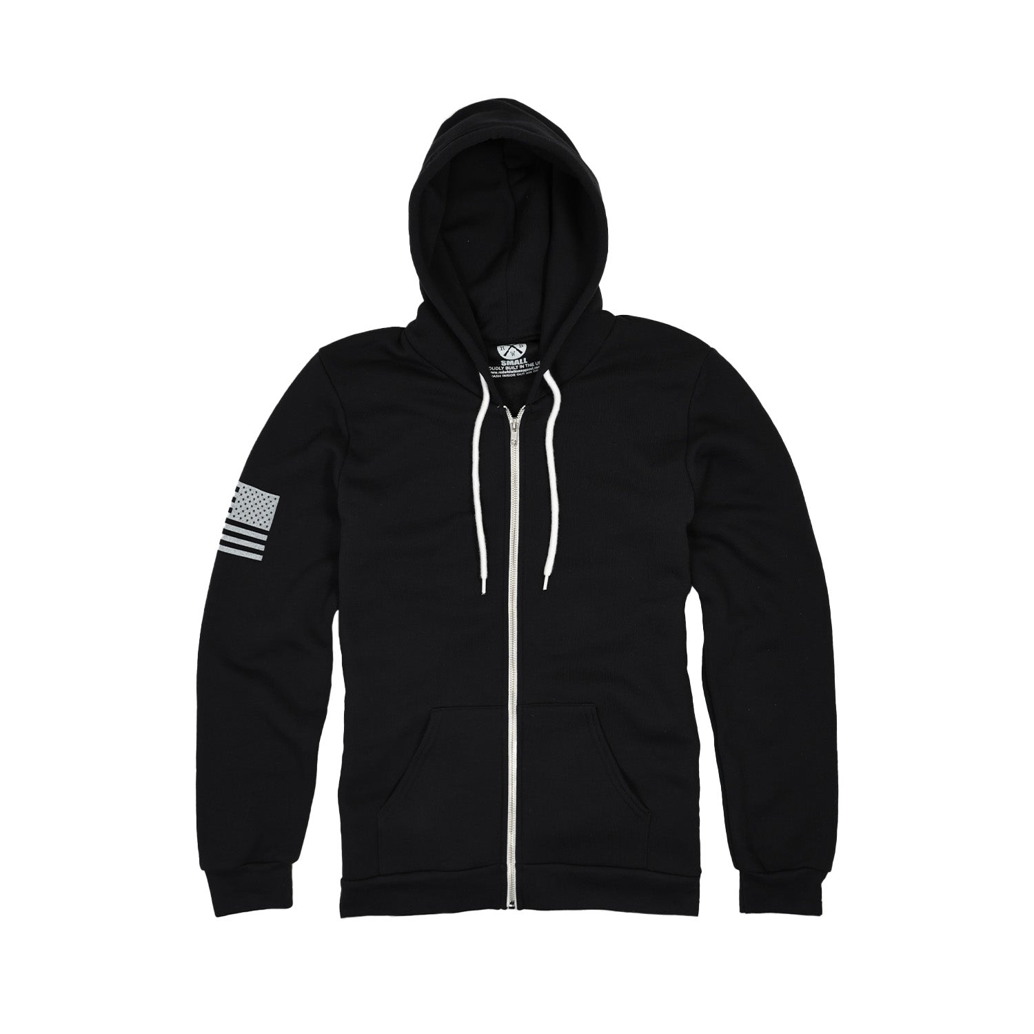 Black Zip Up Hoodie Made In USA Red white Blue Apparel