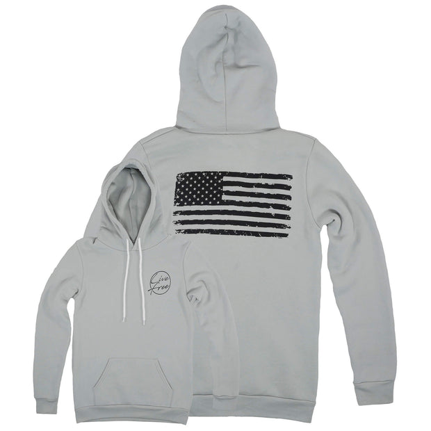 Women's Light Gray American Flag Hooded Sweatshirt | Made in USA