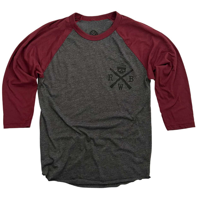 Men's Old Glory Baseball Raglan T Shirt (Heather Black / Truffle) – Red ...