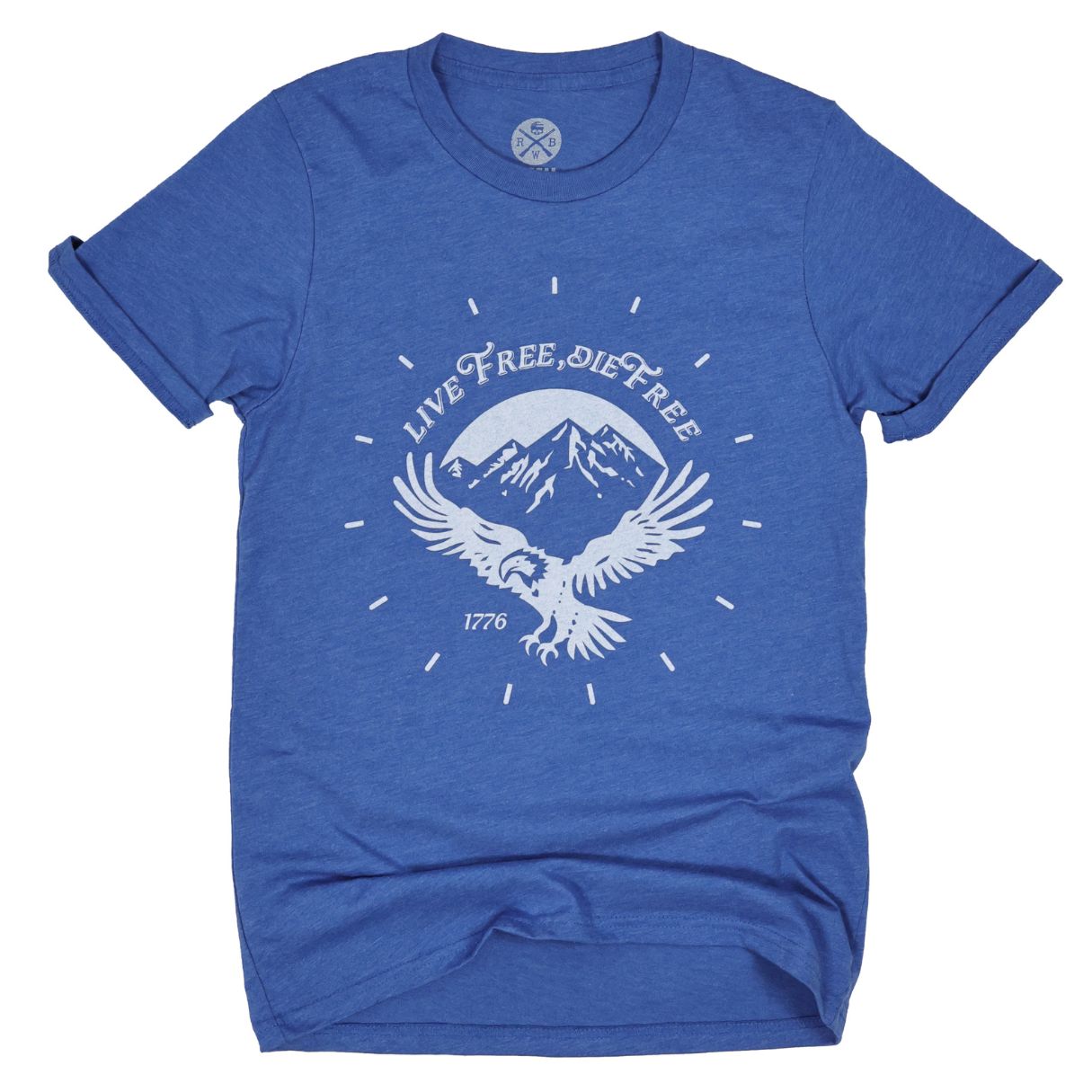 Womens poly cotton live free die free 1776 sea blue eagle t-shirt