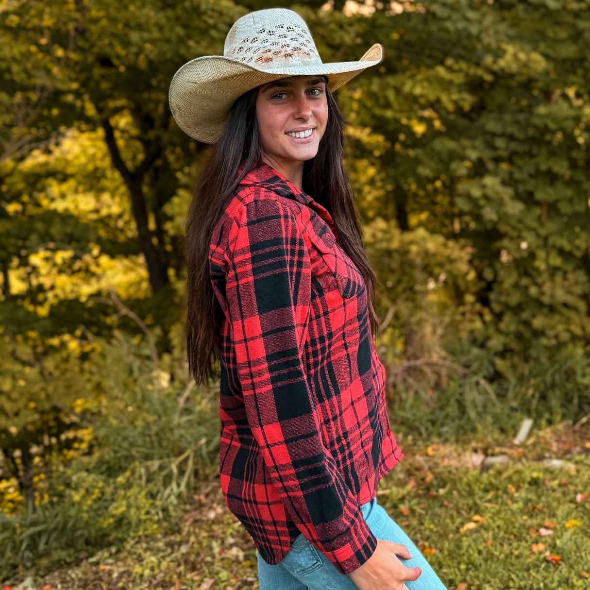 Womens red and black buffalo long sleeve flannel american made womens mid weight heaveyweight