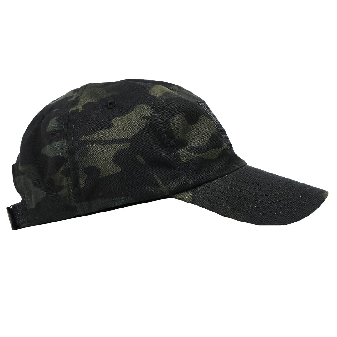 American Flag Full Fabric Black Multicam Camouflage Range Hat
