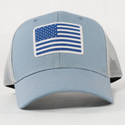 American Flag Patch Sky Blue Trucker Hat