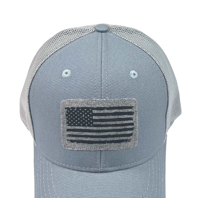 American Flag Patch Patriotic Sky Blue Trucker Hat | Made in the USA ...