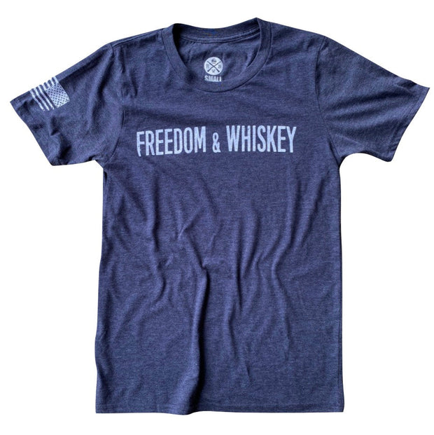 Men's Freedom & Whiskey Patriotic American T-Shirt NAVY