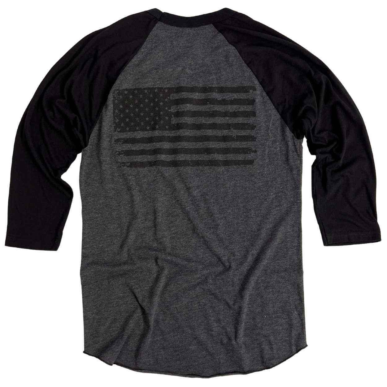 Men's Old Glory Baseball Raglan T-Shirt (Heather Black / Black)