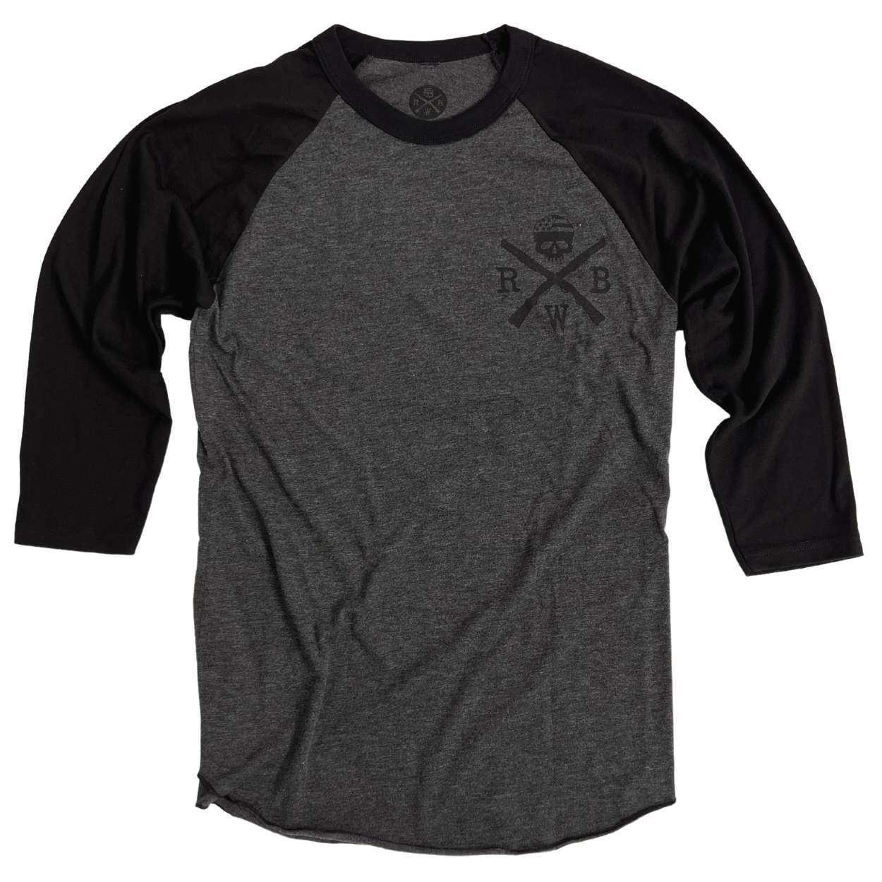 Men's Old Glory Baseball Raglan T-Shirt (Heather Black / Black)