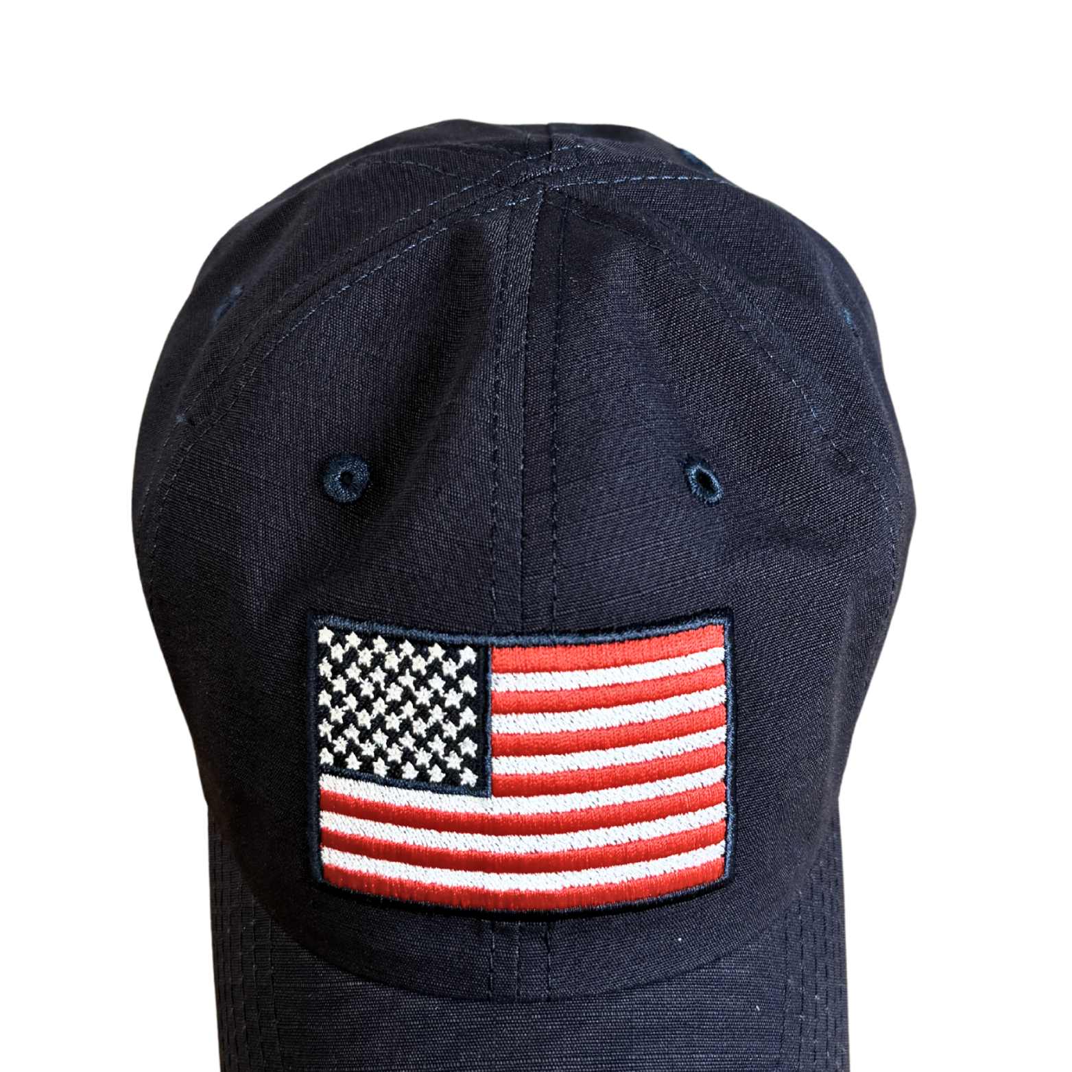 American Flag hat by Red White Blue Apparel made in the USA top view