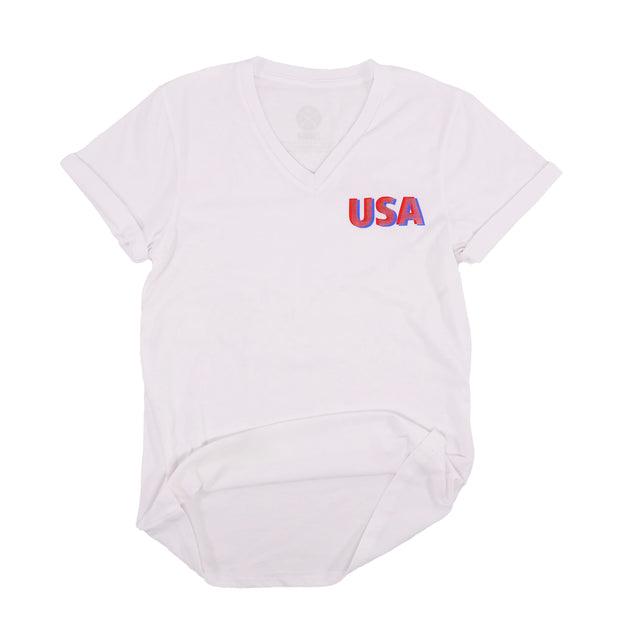 Women's USA V-Neck Patriotic T Shirt