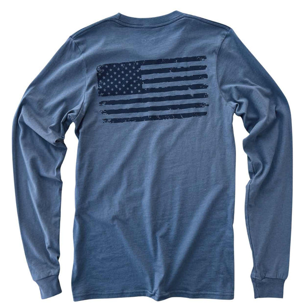 American Flag Patriotic Long Sleeve T Shirt Red White Blue Apparel ...