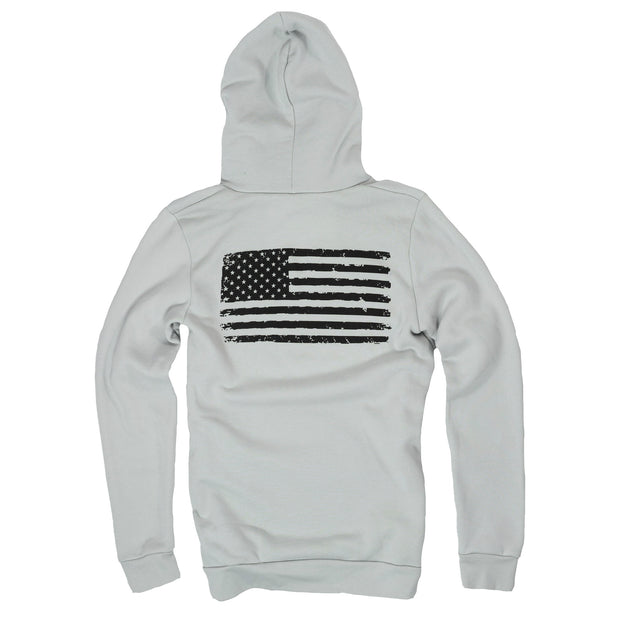 Women's Light Gray American Flag Hooded Sweatshirt | Made in USA