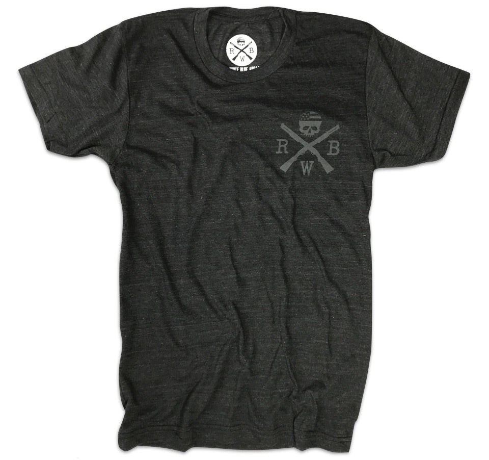 Men's Blacked Out Old Glory American Flag Tri-Blend T-Shirt (Heather Black)
