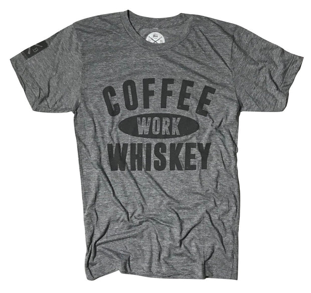 Men's Coffee Work Whiskey Tri-blend T-Shirt (Heather Gray)