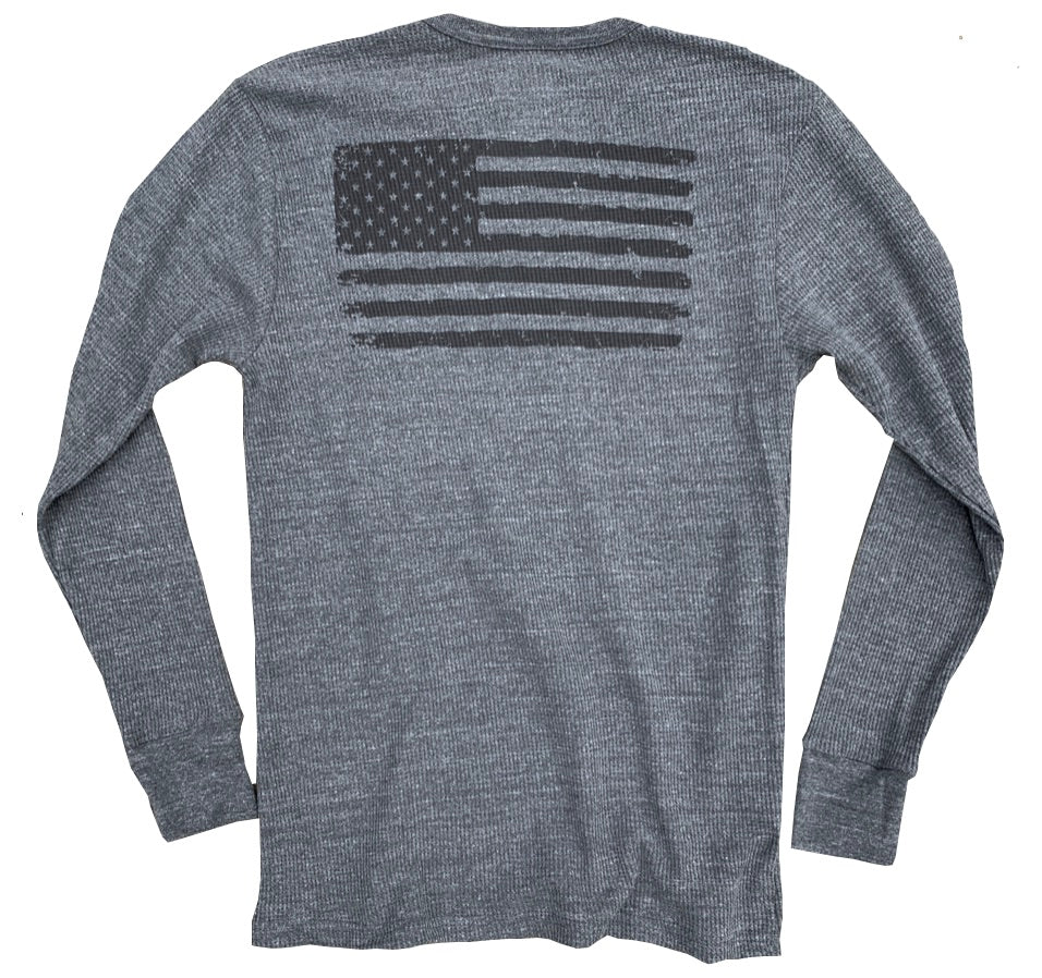 American Flag Long-Sleeve Gray Thermal Shirt