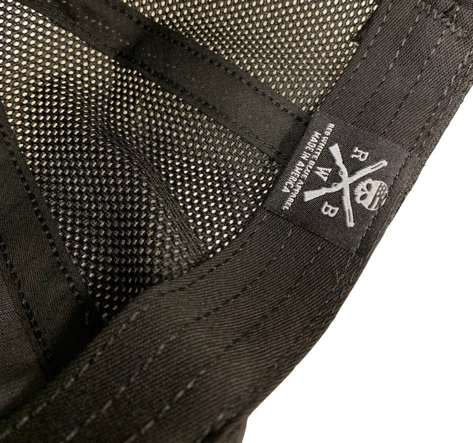 American Flag Blacked Out Mesh Back Tactical Range Hat - Tag View