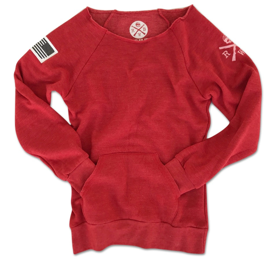 Red off the shoulder sweatshirt cheap
