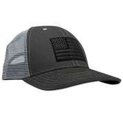 American Flag Snapback Trucker Hat (Charcoal Gray)