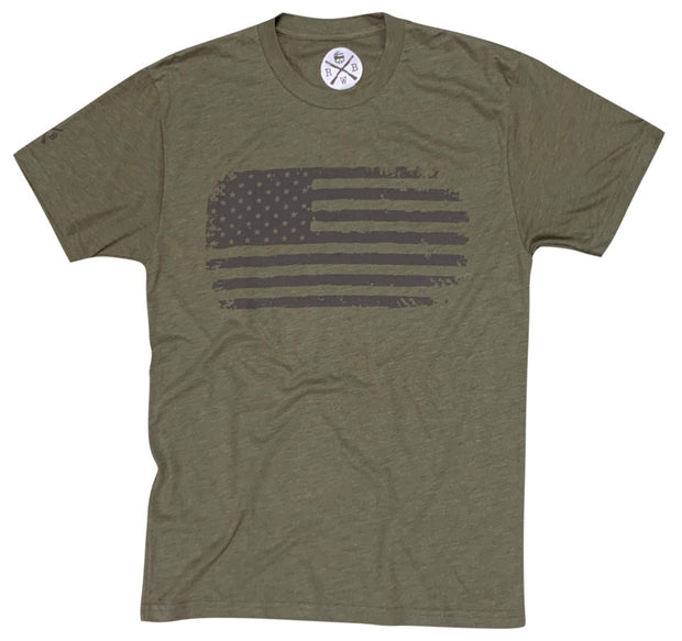 Men's Vintage American Flag Patriotic T-Shirt (Army)