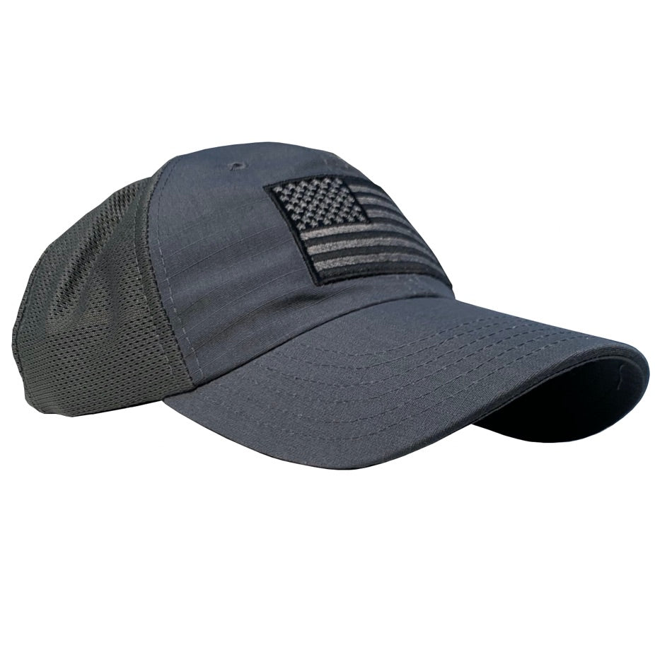 American Flag Charcoal Mesh Back Tactical Range Hat 